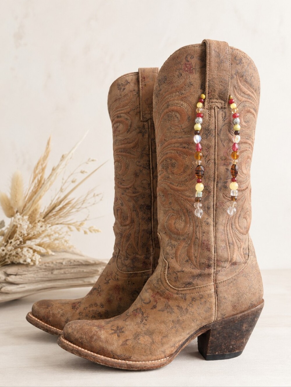 Georgia Peach Co Handmade Amber Red Crystal Western Boot Charm